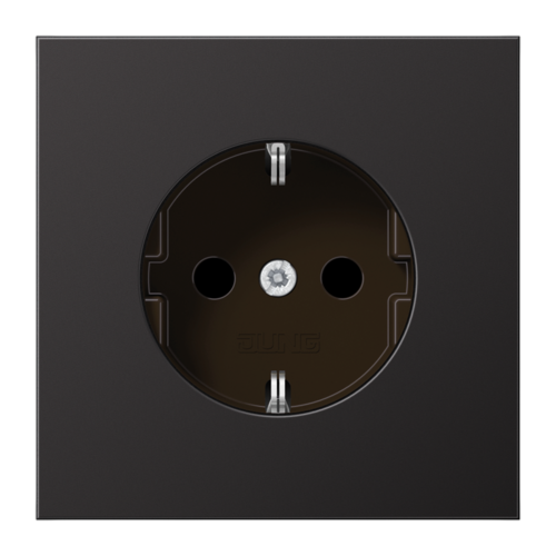 Розетка JUNG LS METAL, скрытый монтаж, с заземлением, антрацит