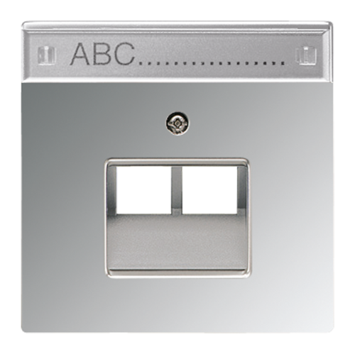 JUNG LS 990 Блестящий хром Накладка 2-ой наклонной ТЛФ/комп розетки с полем для надписи