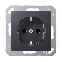 Розетка JUNG ECO PROFI, скрытый монтаж, с заземлением, антрацит